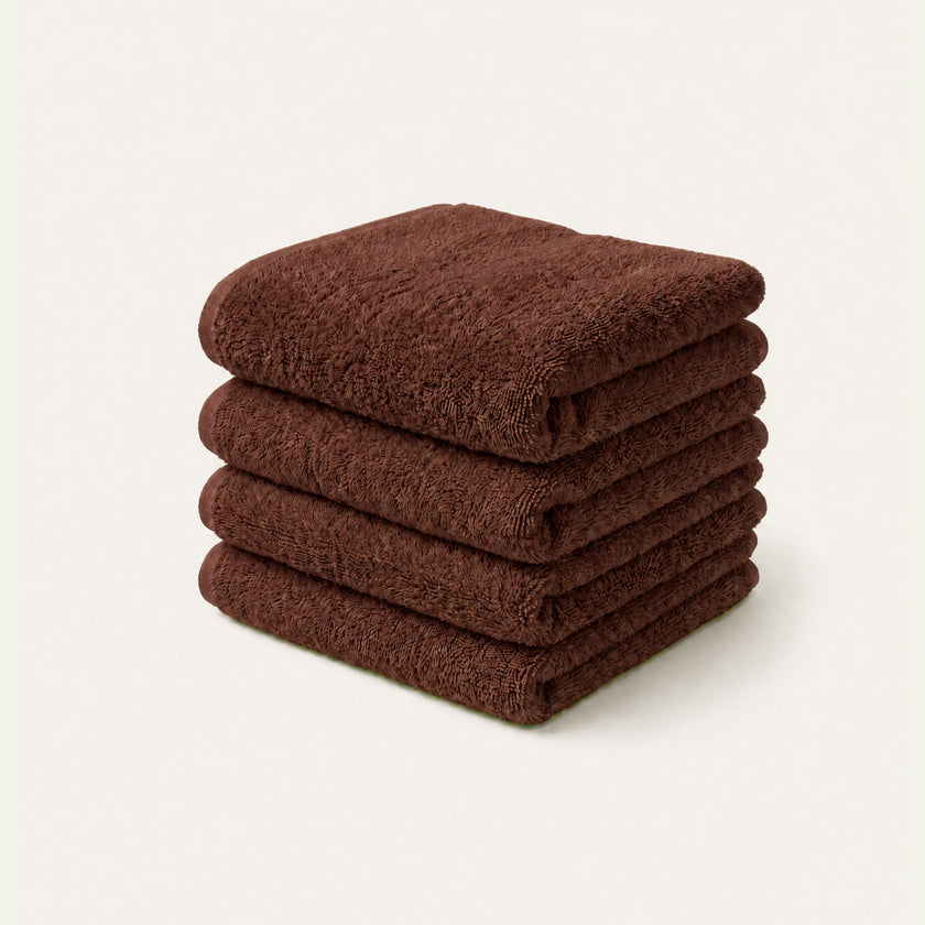 Guest towel zero-twist cotton 30x30 cm (4 pcs) | Chestnut