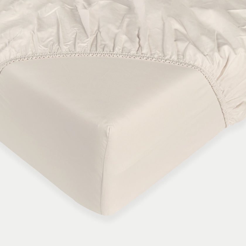 Kids Fitted Sheet Egyptian Cotton Percale 400TC Chalk White - Petit Hôtel