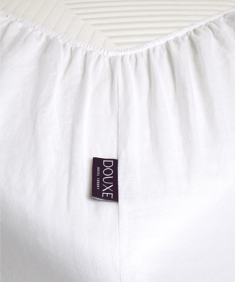 Duvet Cover Set & Fitted Sheet Washed Linen | White