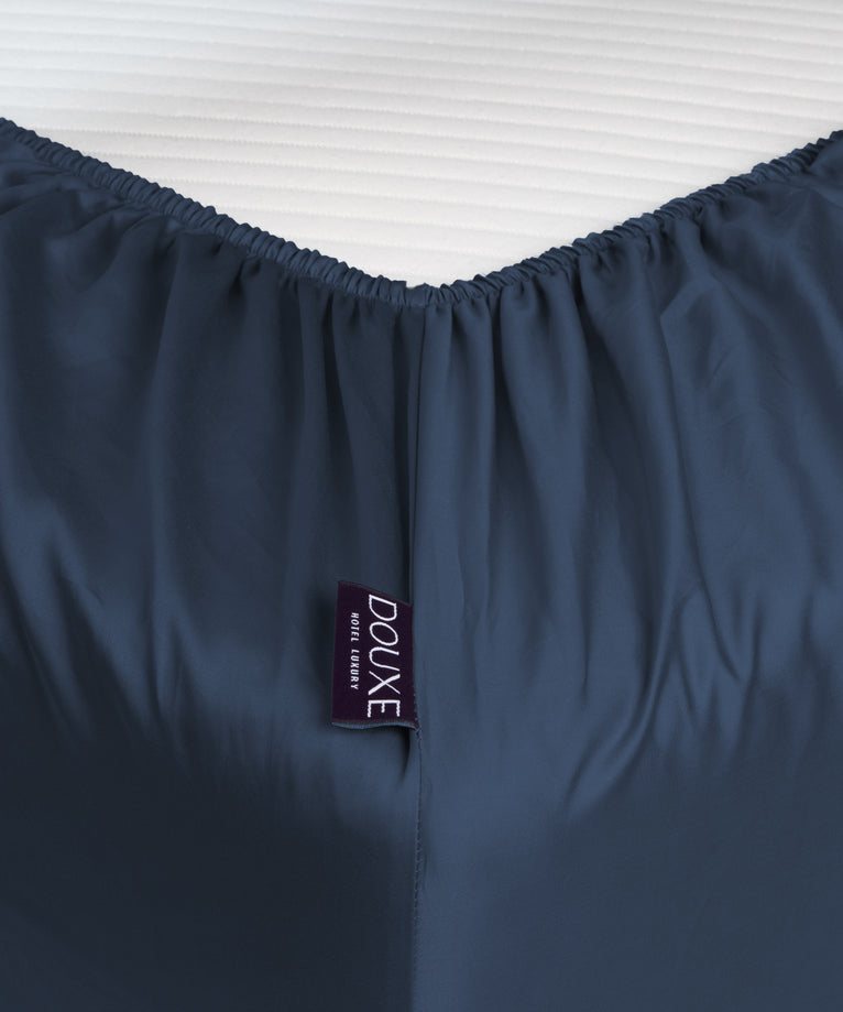 Fitted Sheet Egyptian Cotton Sateen 400TC | Harbour blue