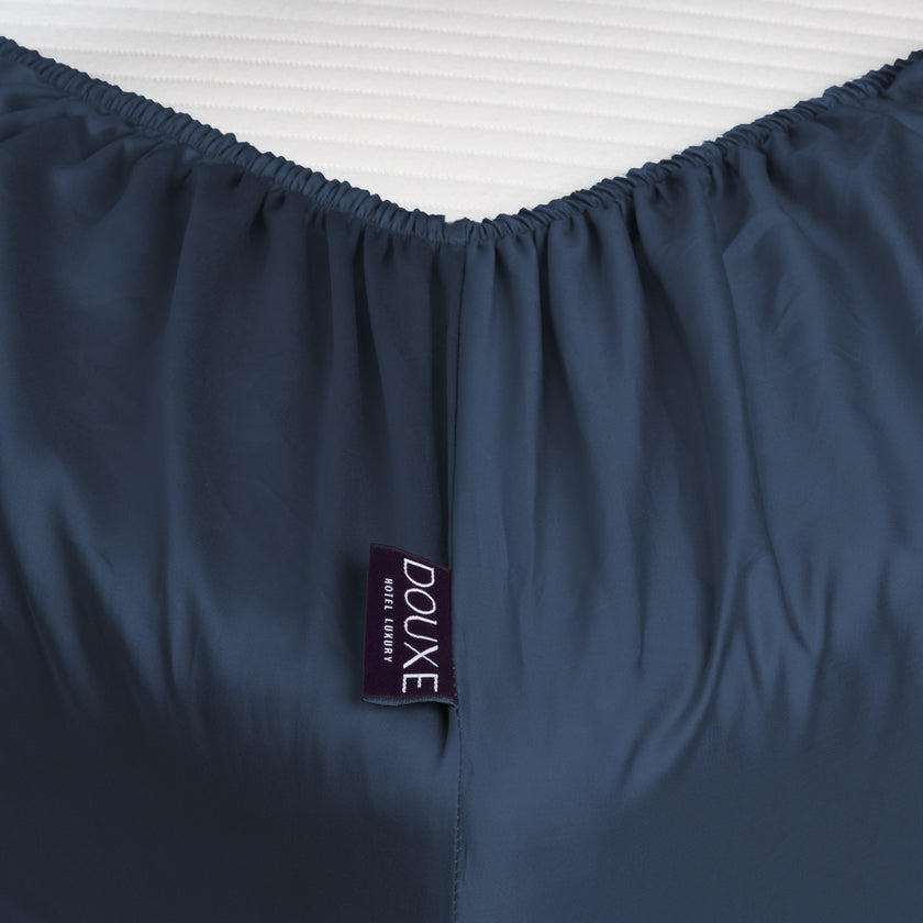 Fitted Sheet Egyptian Cotton Sateen 400TC | Harbour blue