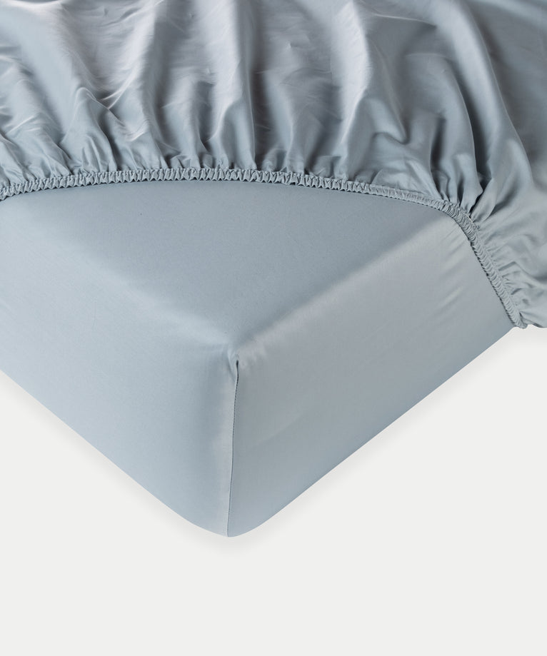 Fitted Sheet Egyptian Cotton Sateen 400TC | Misty Blue