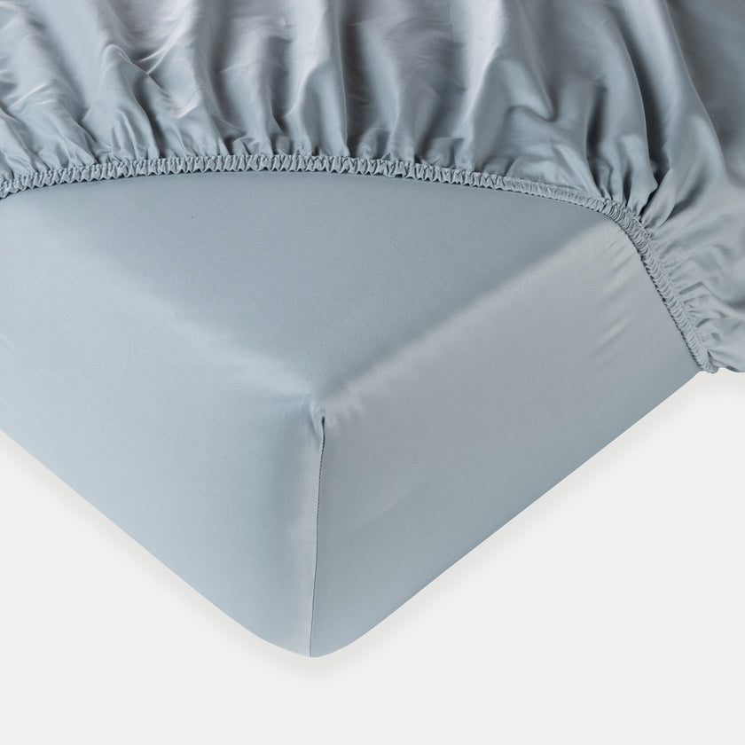 Fitted Sheet Egyptian Cotton Sateen 400TC | Misty Blue