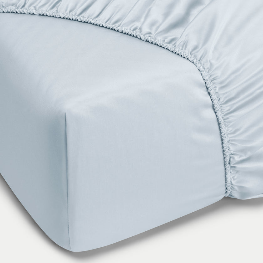 Fitted Sheet Egyptian Cotton Sateen 400TC | Pastel Blue