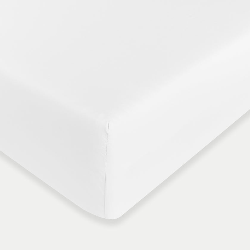 Egyptian Cotton Fitted Sheet Percale 400TC | White