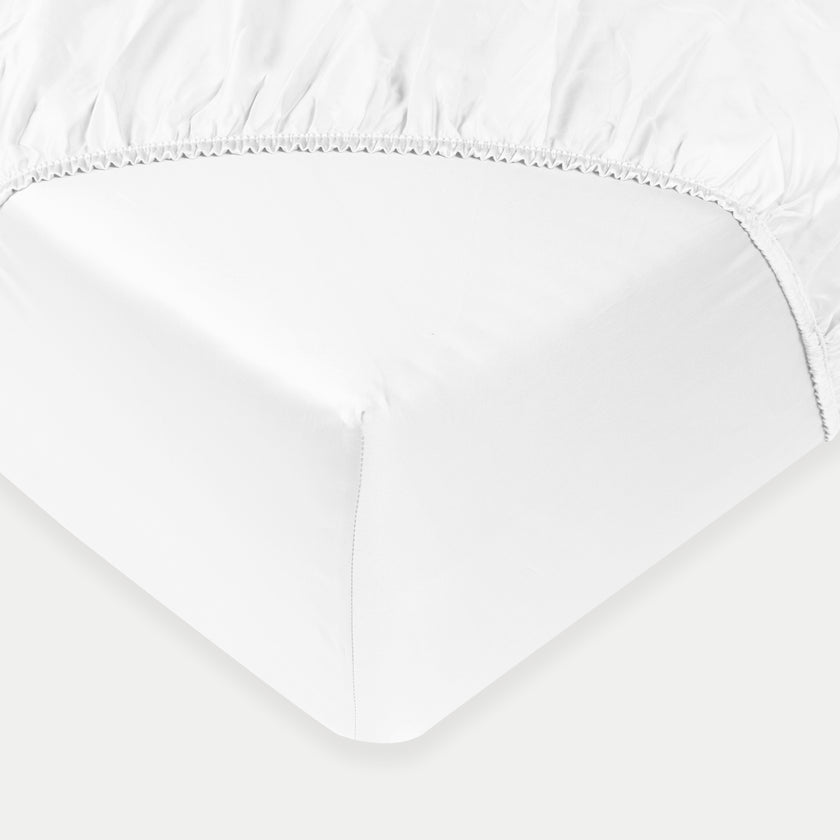 Duvet Cover Set + Fitted Sheet Egyptian Cotton Percale | Carmel White