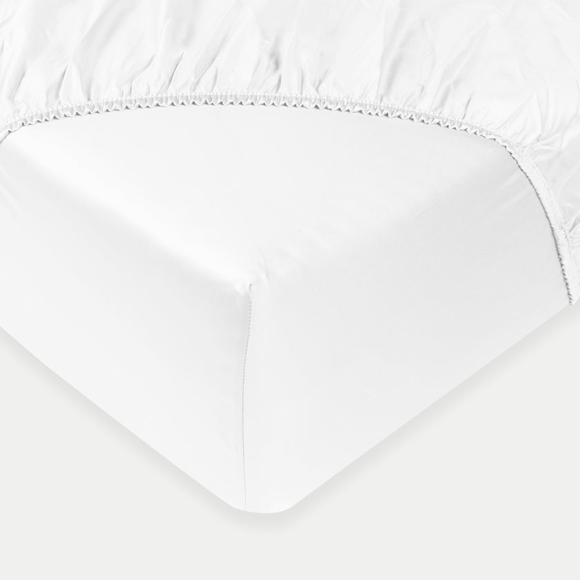 Egyptian Cotton Fitted Sheet Percale 400TC | White