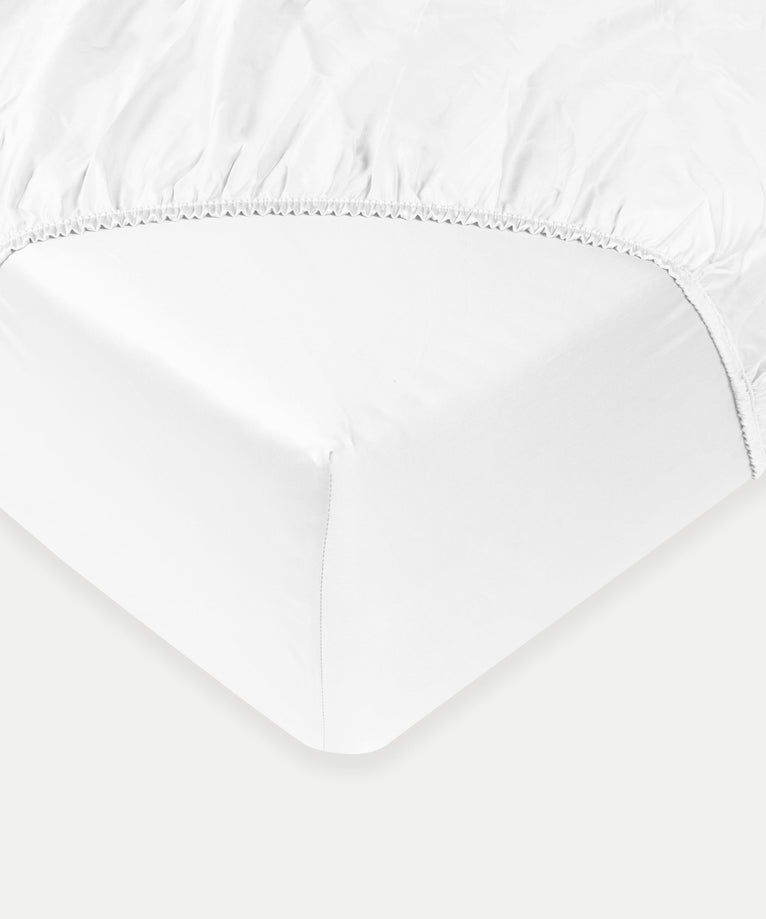 Kids Fitted Sheet Egyptian Cotton Percale 400TC White - Petit Hôtel