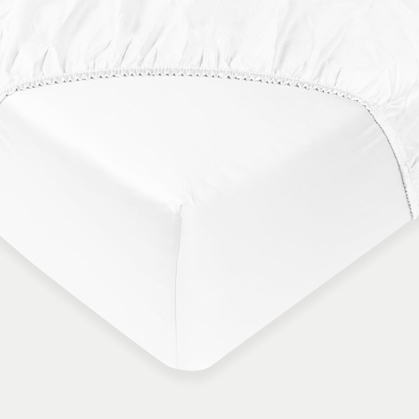 Egyptian Cotton Fitted Sheet Sateen 400TC | White