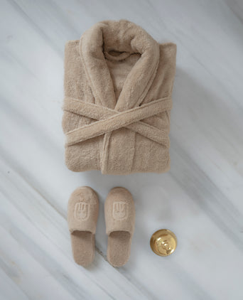 Bathrobe and slippers | Gift set | Latte