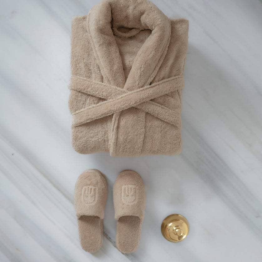 Bathrobe and slippers | Gift set | Latte