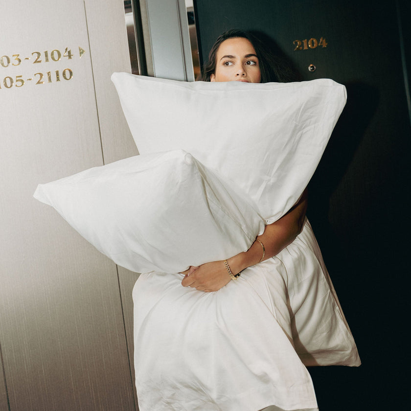 Set of 2 Pillowcases Hotel Okura Egyptian Cotton Sateen 600TC | White