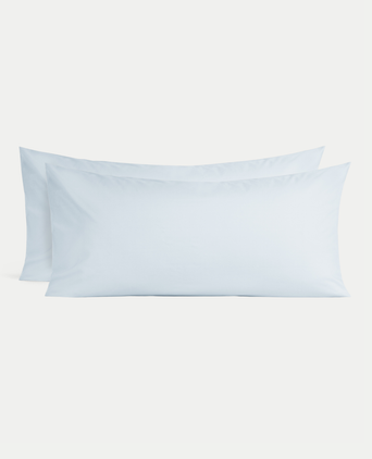 Set of 2 Pillowcases Egyptian Cotton Percale 400TC | Pastel Blue