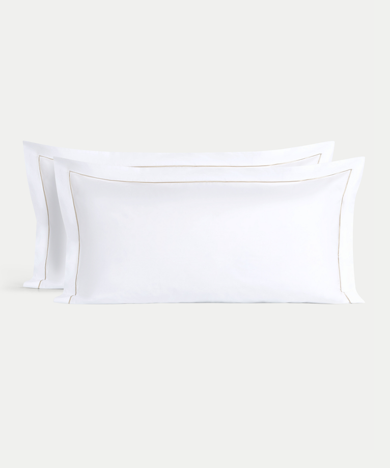 Set of 2 Pillowcases Egyptian Cotton Percale 400TC | Carmel White