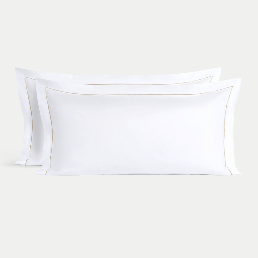 Set of 2 Pillowcases Egyptian Cotton Percale 400TC | Carmel