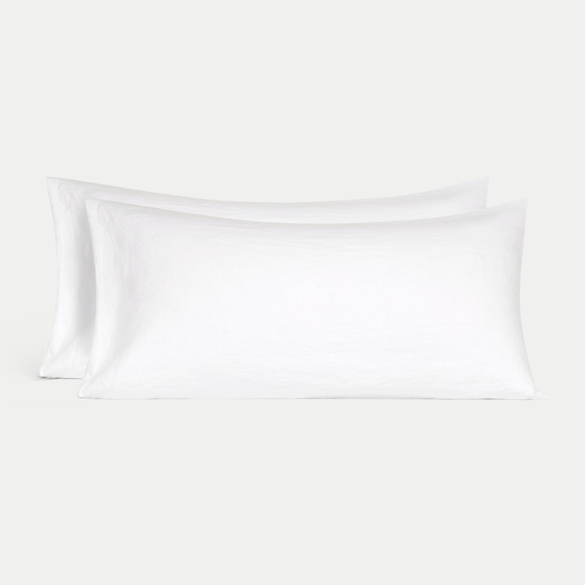 Set of 2 Pillowcases Washed Linen | White