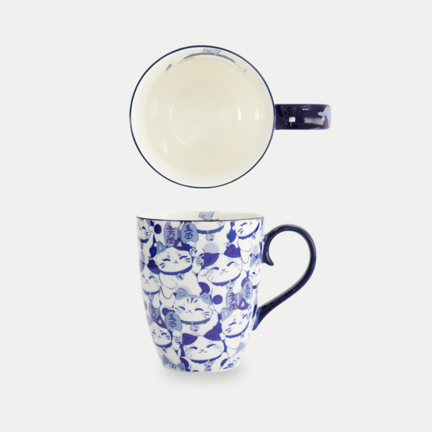 Tokyo Design Studio – Kawaii Blue Maneko Mug (with Gift Box)