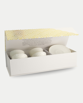 Tokyo Design Studio – Nippon White Gold Rim Star Lines Cup & Saucer Set (8-piece)