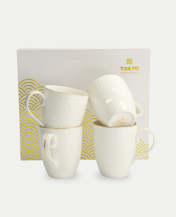 Tokyo Design Studio – Nippon White Gold Rim Mug Set (4-piece)