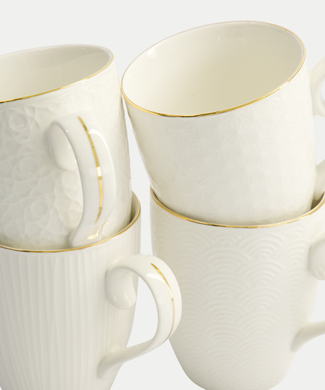 Tokyo Design Studio – Nippon White Gold Rim Mug Set (4-piece)
