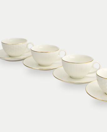 Tokyo Design Studio – Nippon White Gold Rim Star Lines Cup & Saucer Set (8-piece)