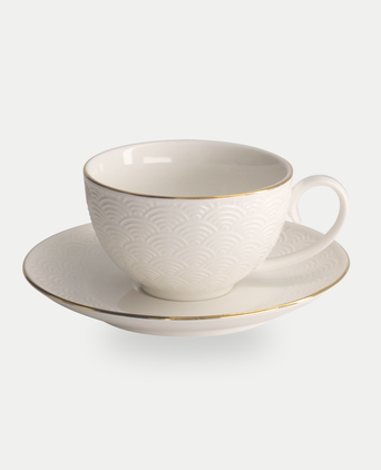Tokyo Design Studio – Nippon White Gold Rim Star Lines Cup & Saucer Set (8-piece)