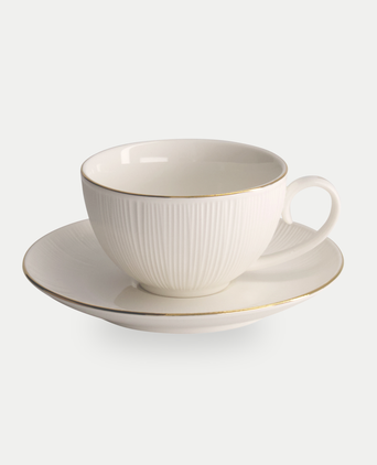 Tokyo Design Studio – Nippon White Gold Rim Star Lines Cup & Saucer Set (8-piece)