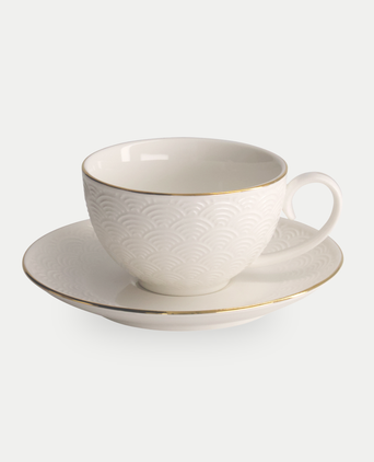 Tokyo Design Studio – Nippon White Gold Rim Star Lines Cup & Saucer Set (8-piece)