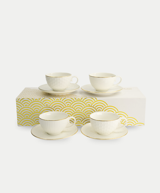 Tokyo Design Studio – Nippon White Gold Rim Star Lines Cup & Saucer Set (8-piece)
