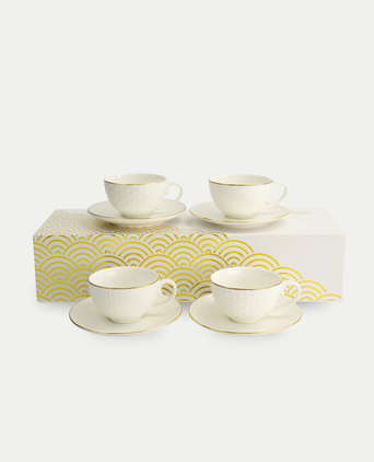 Tokyo Design Studio – Nippon White Gold Rim Star Lines Cup & Saucer Set (8-piece)