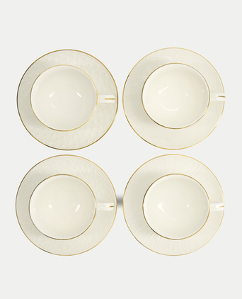 Tokyo Design Studio – Nippon White Gold Rim Star Lines Cup & Saucer Set (8-piece)