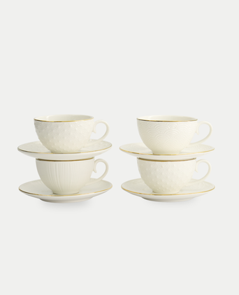 Tokyo Design Studio – Nippon White Gold Rim Star Lines Cup & Saucer Set (8-piece)