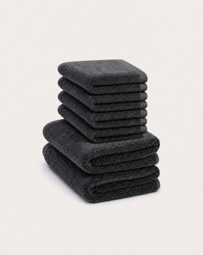 Guest towel zero-twist cotton 30x30 cm (4 pcs) + 40x60 cm (2 pcs) | Anthracite