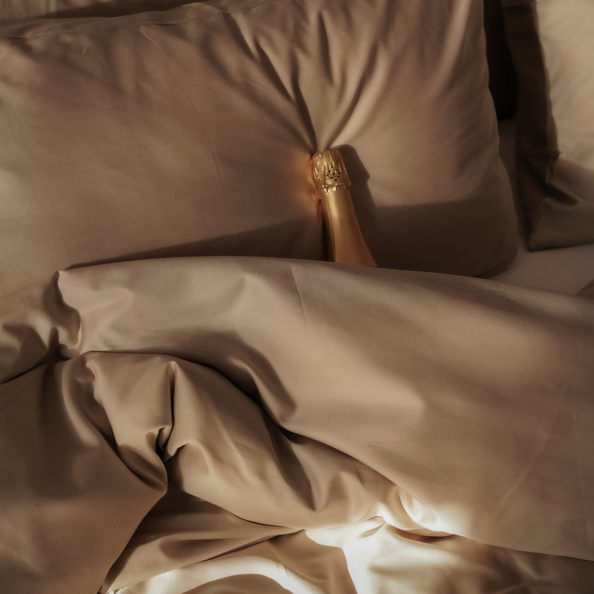 Duvet Cover Set + Fitted Sheet Egyptian Cotton Sateen | Champagne