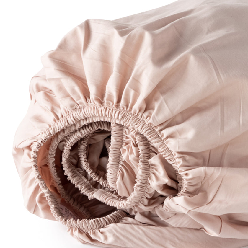 Fitted Sheet Egyptian Cotton Percale 400TC | Blush Pink