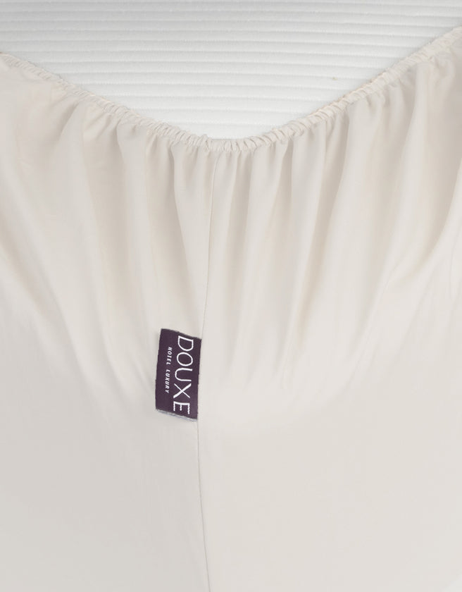 Fitted sheet-Egyptian-Cotton-Percal-Chalkwhite-DOUXE-logo