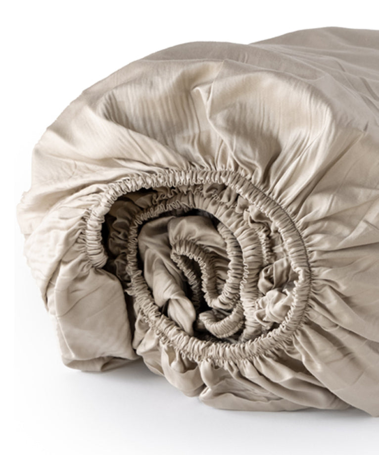 Duvet Cover Set + Fitted Sheet Egyptian Cotton Sateen | Champagne