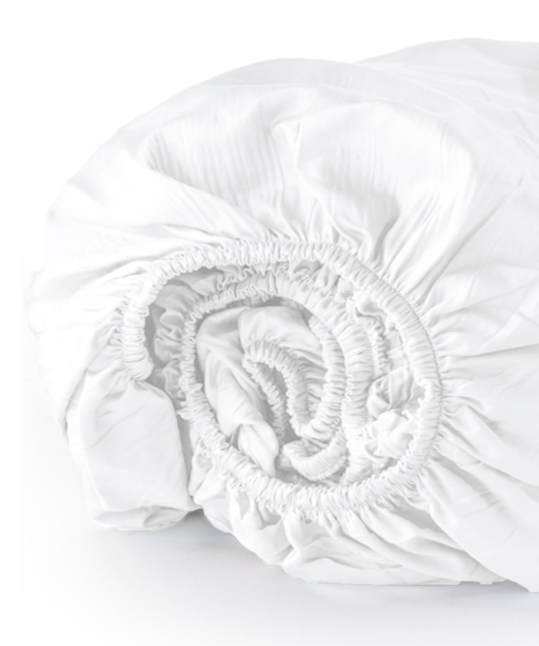 Egyptian Cotton Fitted Sheet Sateen 400TC | White