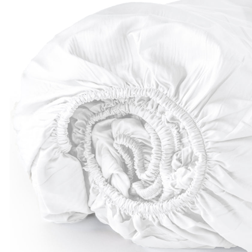 Egyptian Cotton Fitted Sheet Sateen 400TC | White