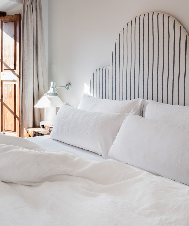 Duvet Cover Set & Fitted Sheet Washed Linen | White