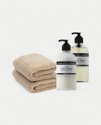 2x Guest Towel Latte & Marie-Stella-Maris Hand Wash + Hand Lotion Lemon Notes