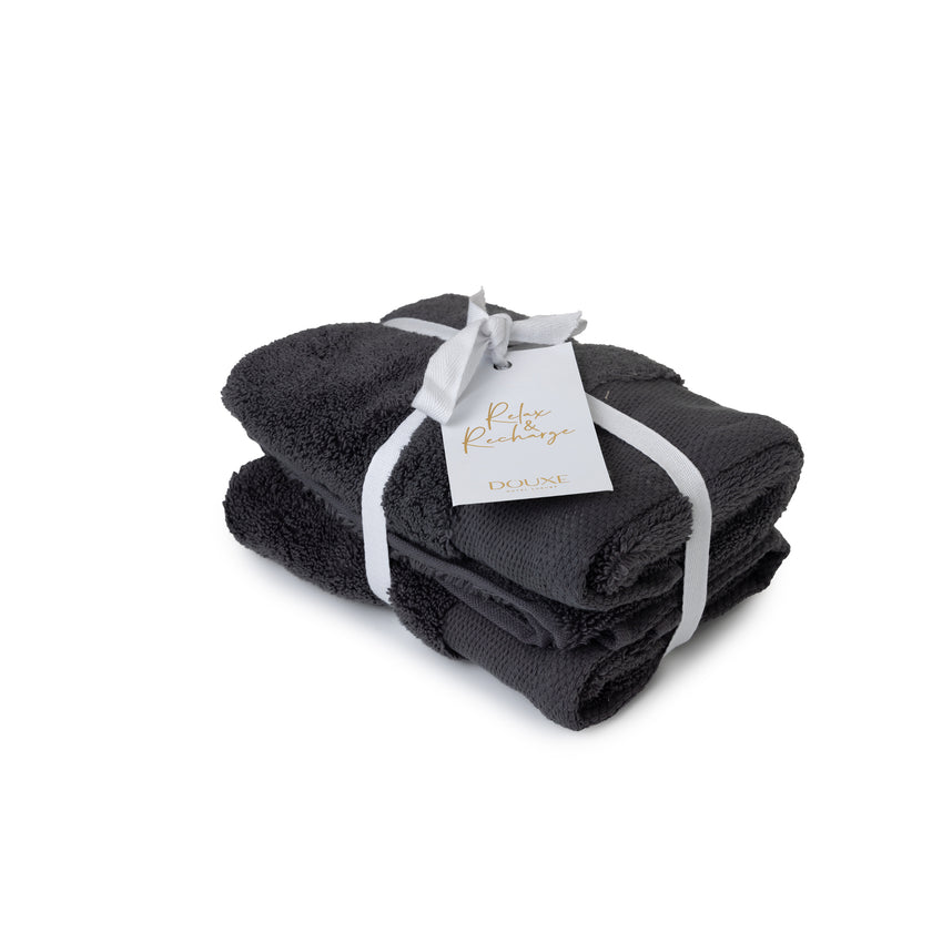 DOUXE Guest Towel Large - 40x60 cm - Zero Twist (2 pcs) - Anthracite