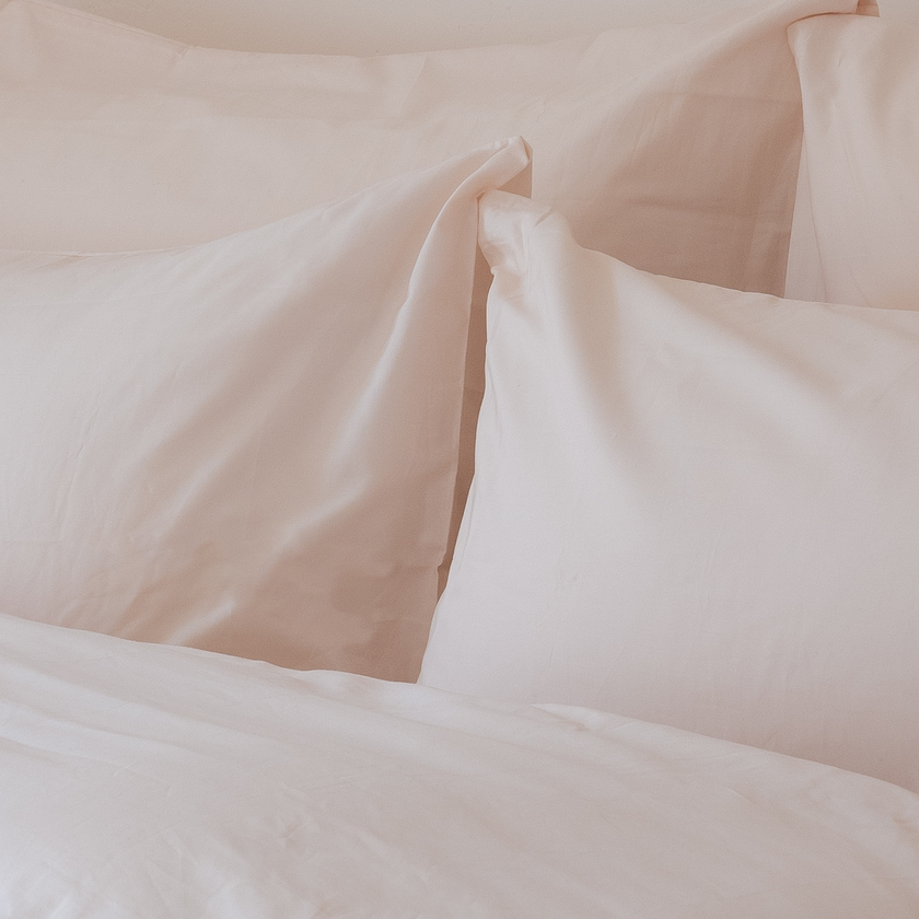 Single Pillow Case Egyptian Cotton - 400TC Percal - Pearl White